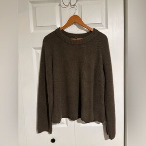 Quince Cashmere Fisherman Crewneck Sweater Brown Size XL
